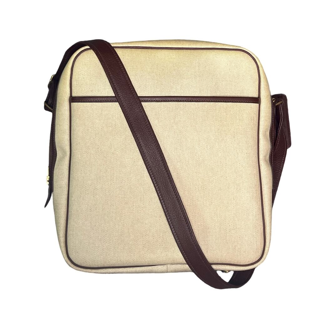 Hermes Vintage Victoria Toile H Canvas Leather Messenger Shoulder Bag